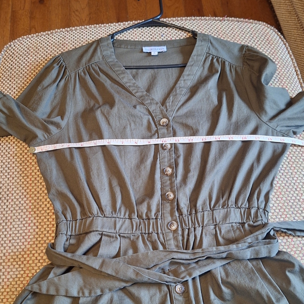 Luxology Olive Green V-Neck Short Romper - Picture 7 of 12